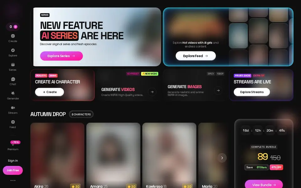 GoLove AI: Oberfläche der offiziellen Website (Bilder unscharf)